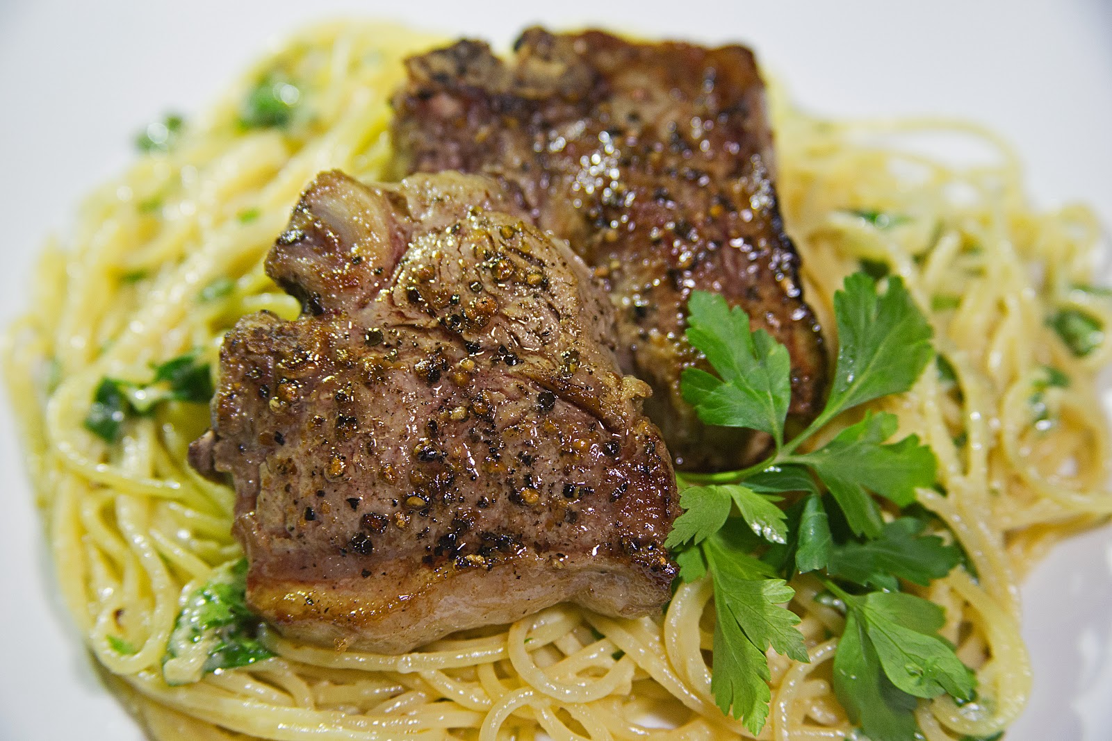 Lamb Chops over Aglio E Olio the DIY food blog real recipes for
