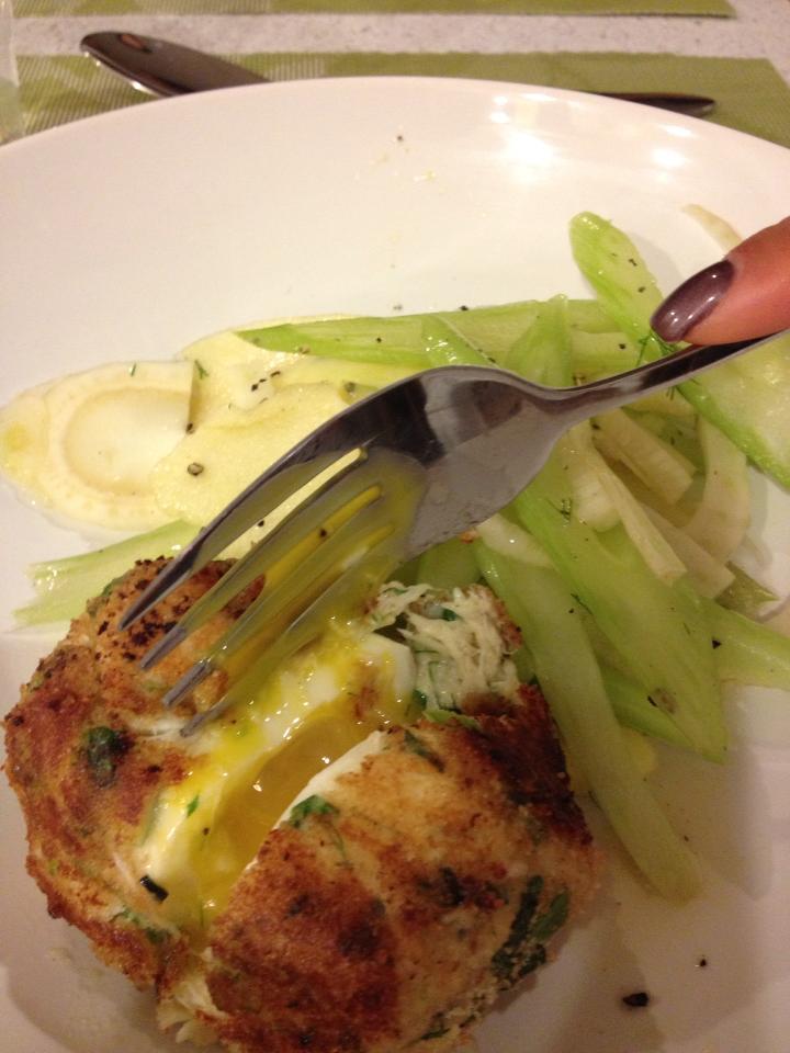 Insatiably Epicurious... Fennel Crab Cake Scotch Egg on Bouchon Butter