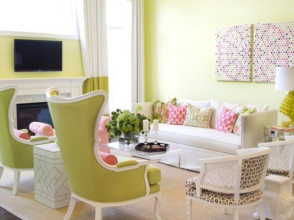 Apple Green and White Living Room