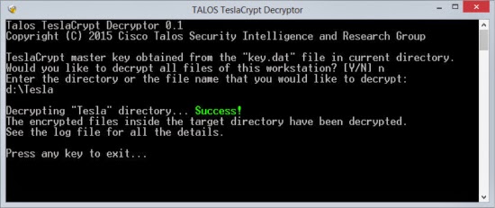 Teslacrypt Ransomware removal