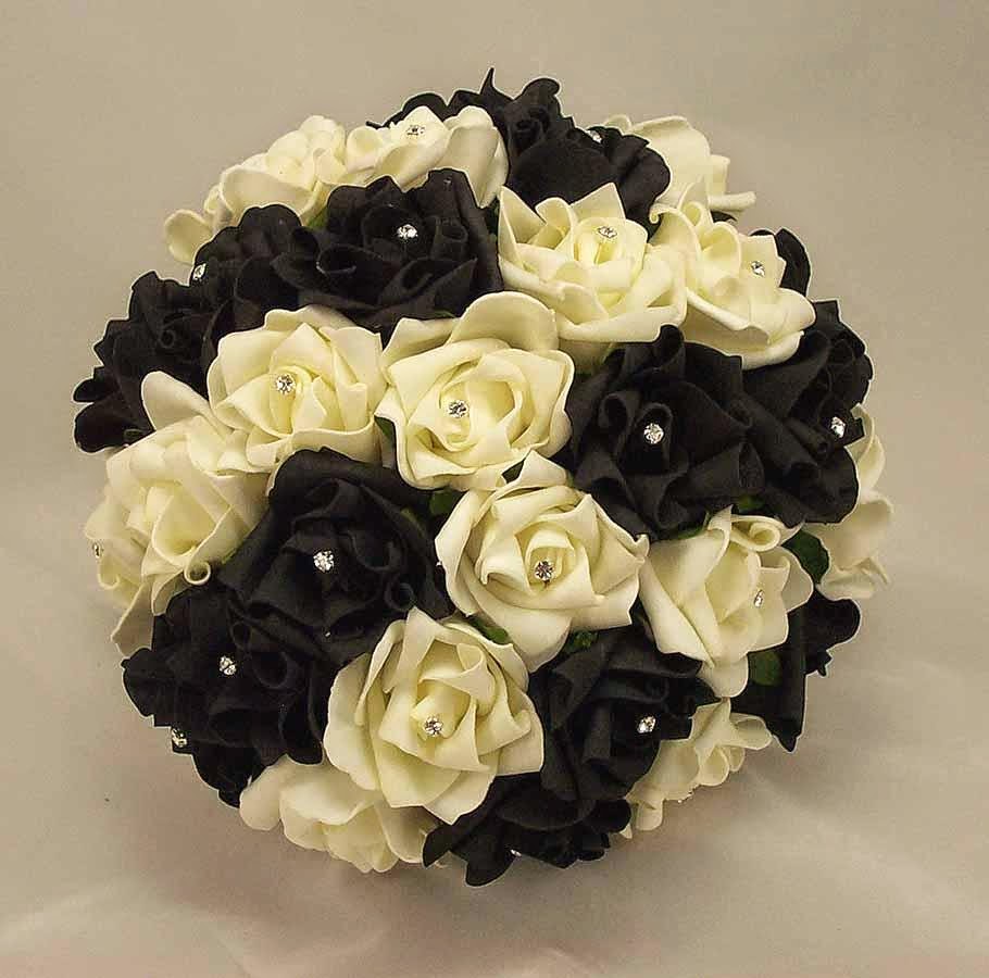 wedding flowers bridal bouquet of white and black