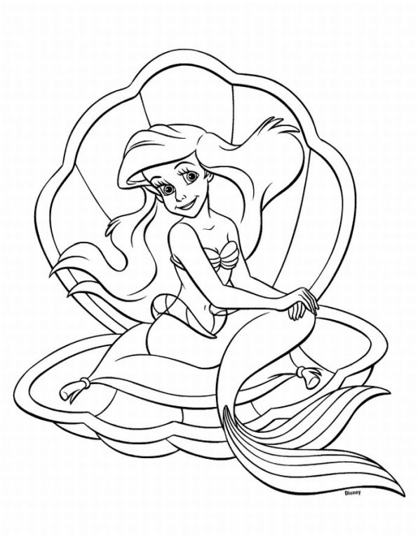 Pintar e Colorir: Princesa Ariel para Pintar e Colorir - Princesas da Disney