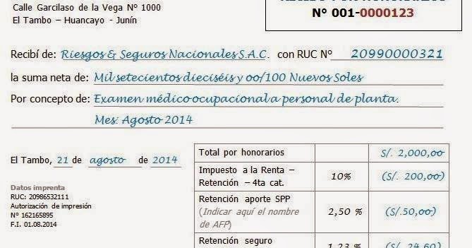 formato de honorarios profesionales