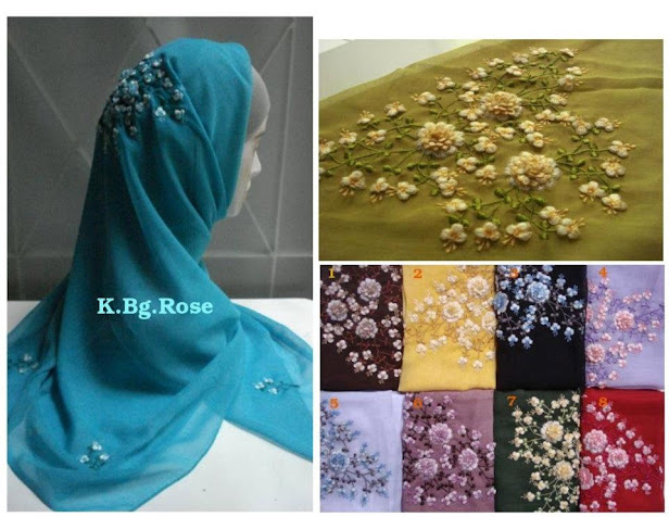 PRE-ORDER : TUDUNG SULAM BUNGA ROSE - RM 55 each