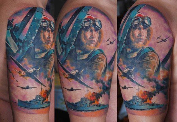 Adventurous Planes and Aviator Tattoos Adventurous Planes and Aviator Tattoos