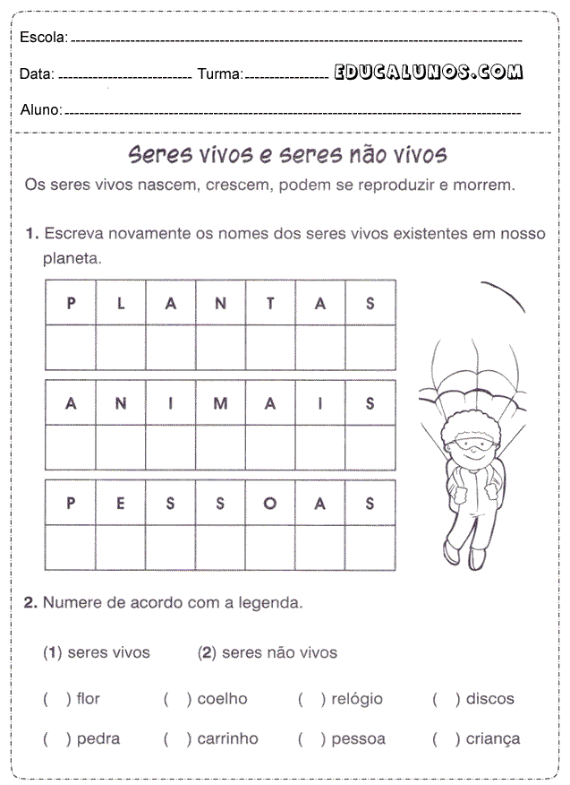 Numere de acordo com a legenda