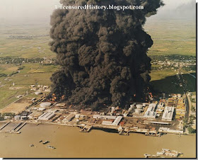 South Vietnamese oil depot burning NVA attack