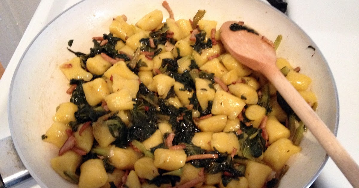 Voglio il mondo a colori Gnocchi di zucca con pancetta e cime di rapa