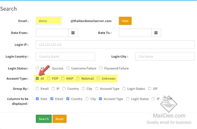 Account type searching
