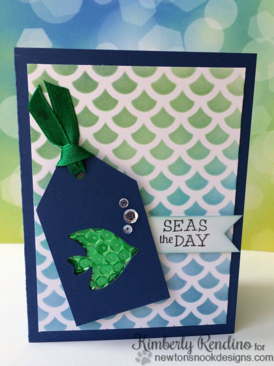 Seas the Day Fish Tag card by Kimberly Rendino | Tranquil Tides stamp set & Die set by Newton's Nook Designs #sea #fish #tag