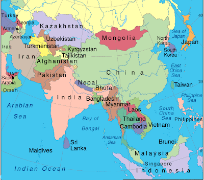 Asie Carte Monde Avec Pays
