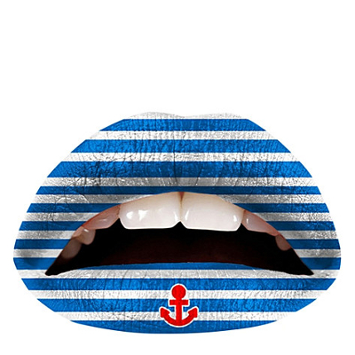 Violent Lips Temporary Lip Tattoo Blue White Anchor