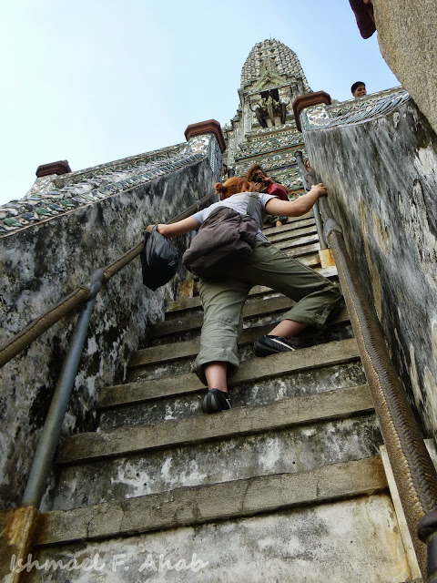 Climbing up Wat Arun