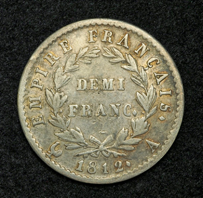 Coins of France French Demi Franc coin Napoleon Bonaparte