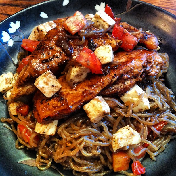 Heather's Primal Recipes Balsamic Chicken Caprese with Shirataki Noodles