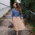 Midi pleated skirt