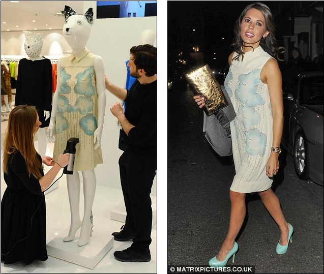 How Posh Victoria Beckham S New Collection Goes On In Harvey Calm Before The Storm Workers Steam A Cloud Covered Dress Which Is Same Design That Was Worn By Danielle Lineker Last Night