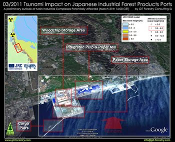 2011 Japan Earthquake & Tsunami Impact on Japanese Forestry Product Ports, Preliminary Assessment Map / Mapa preliminar de Impacto del Terremoto y Tsunami de Japon 2011 en los puertos de importacion y exportacion de productos forestales de Japon, en la industria de pulpa celulosica y de papel del Japon y en la importacion de astillas de madera de eucalipto a Japon / パルプ紙2011年の日本地震の影響の予備的な地図セルロース日本 / เยื่อแผ่นดินไหวญี่ปุ่นและแผนที่อุตสาหกรรมกระดาษ / Япония 2011 целлюлозно землетрясения и карта бумажной промышленности / اليابان اللب والورق زلزال 2011 خريطة صناعة / Mapa Preliminar de Impacto do Terramoto e Tsunami de Japão 2011, nos portos de importaçao e exportaçao de produtos florestais do Japão, na industria do papel e celulose do Japão e na importaçao de chips de madeira de eucalipto do Japão / Gustavo Iglesias Trabado, GIT Forestry Consulting SL, Consultoria y Servicios de Ingenieria Agroforestal, Lugo, Galicia, España, Spain / Eucalyptologics, Information resources on sustainable eucalypt cultivation worldwide / Recursos de informacion sobre el cultivo sostenible del eucalipto en el mundo