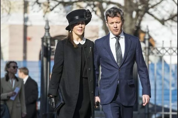  Crown Prince Frederik of Denmark and Crown Princess Mary of Denmark attended the funeral of family friend Peter Heering
