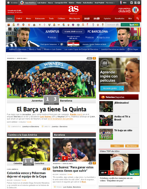 Reacciones: Un triplete para la historia Reacciones de los medios electrónicos sobre el triplete histórico del FC Barcelona, al ganar la UEFA Champions League 2015 | Ximinia