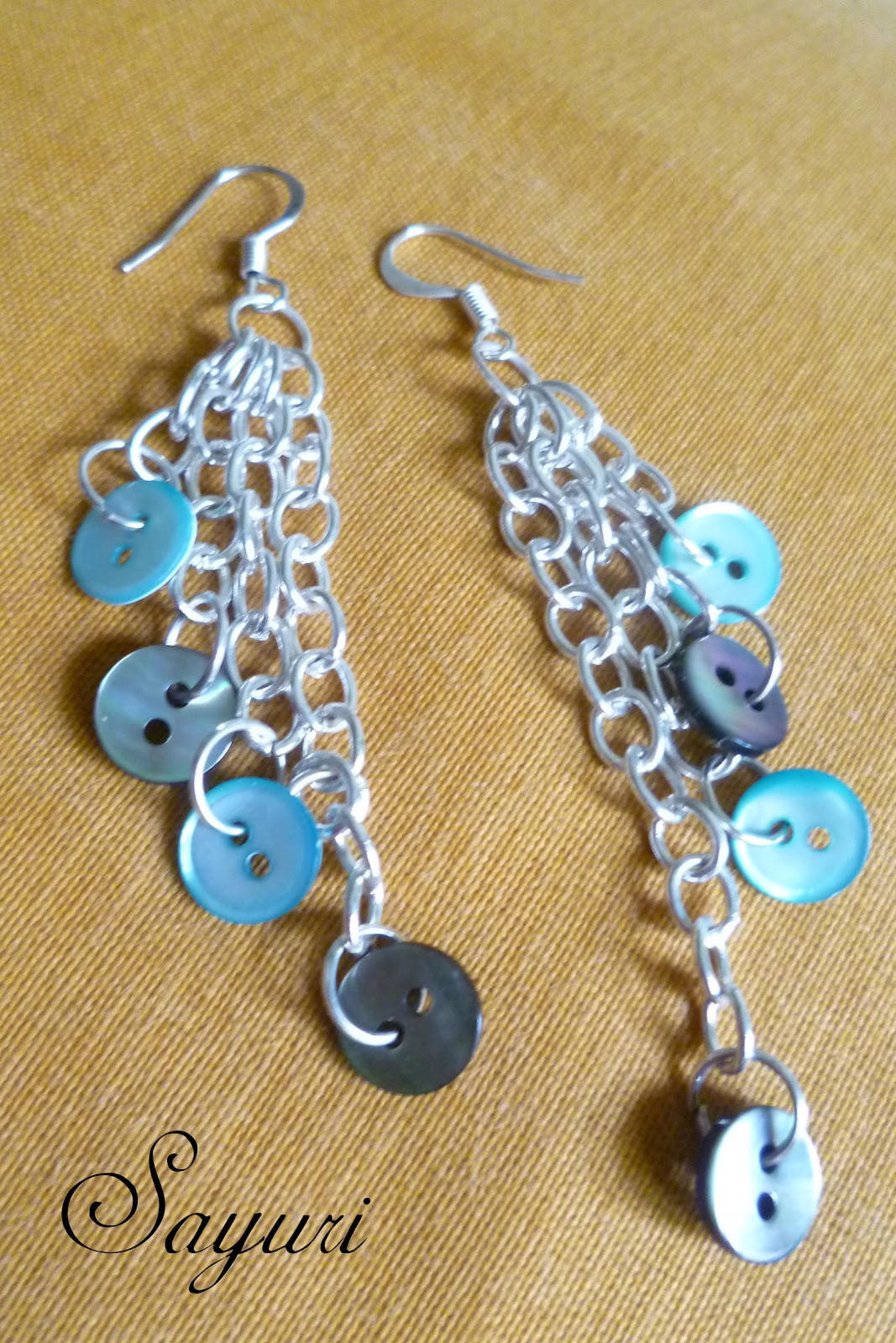 Chain earrings with Lots of Buttons