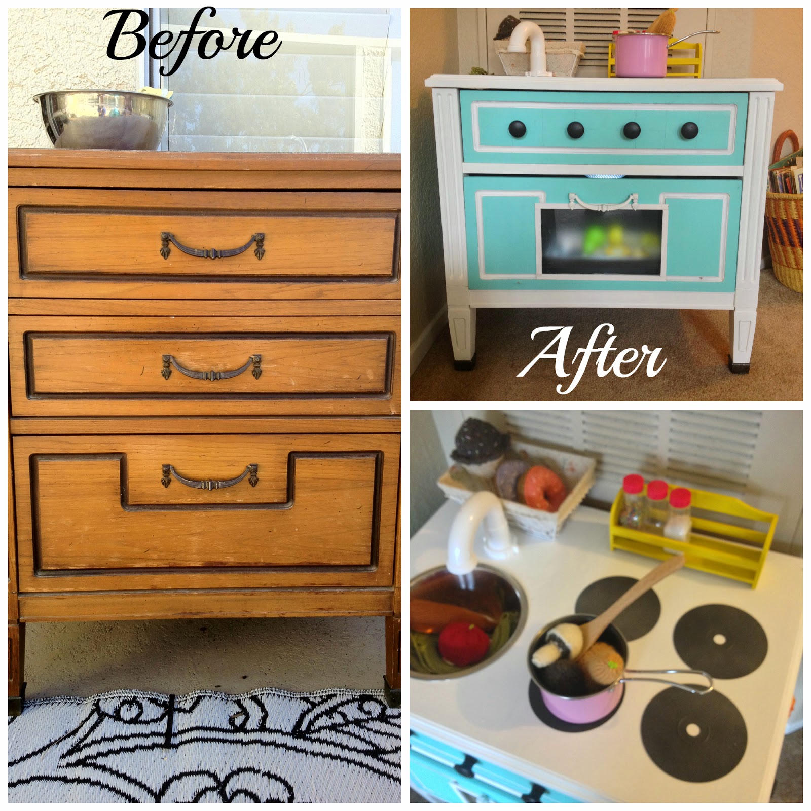 this little pint of mine From Goodwill Nightstand to Play Kitchen!