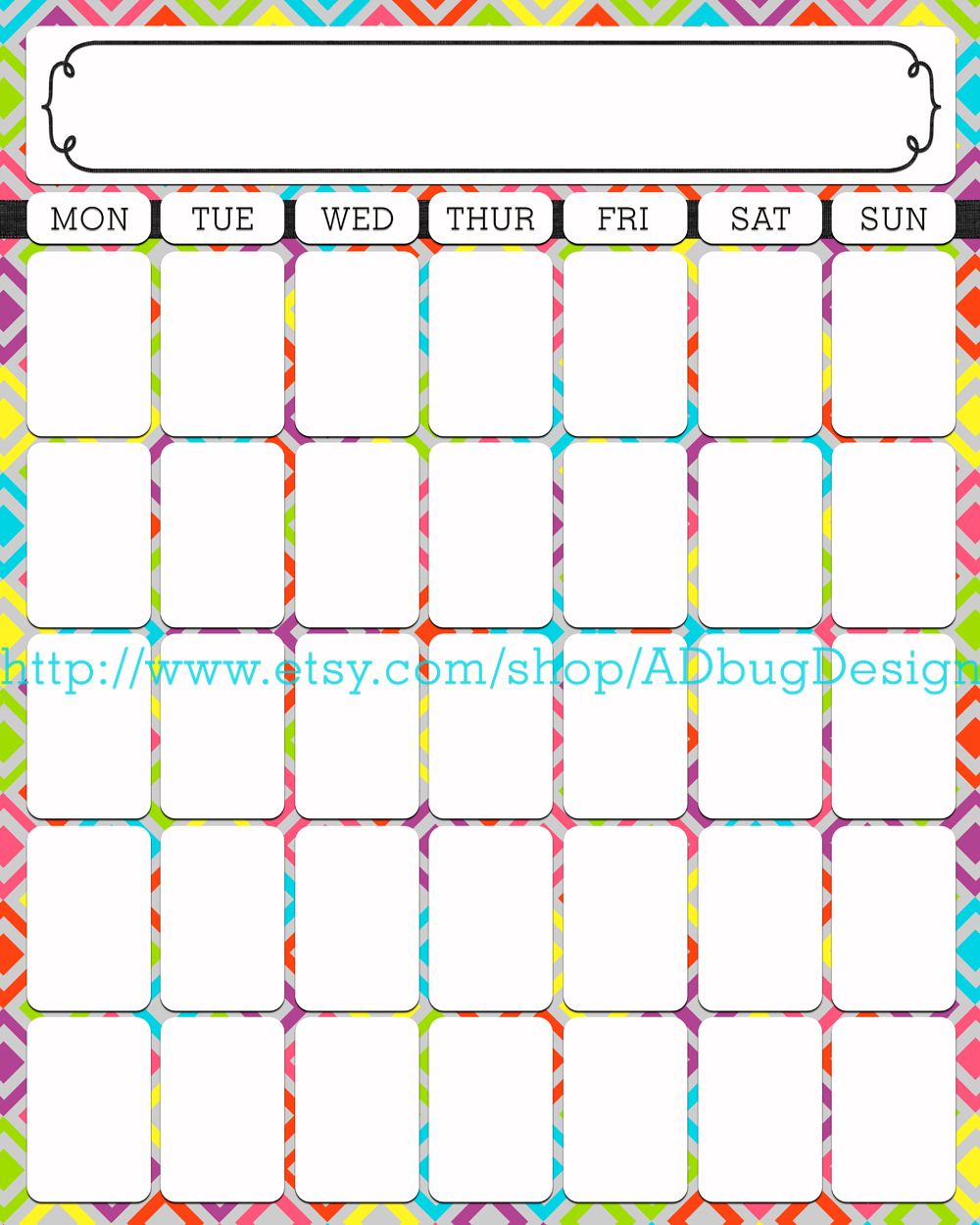 30 day calendar template