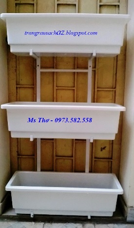Kệ 3 tầng với chậu nhựa nhật thông minh Kệ 3 tầng với chậu nhựa nhật thông minh