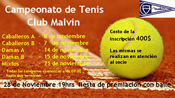 Torneo de dobles en el Club Malvín en noviembre