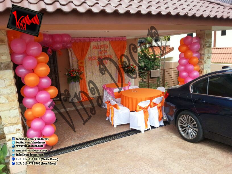 Happy 60th Birthday Decoration with paper lantern (Orange and Pink) simple backdrop by Vina Canopy & Decor Happy 60th Birthday Decoration with paper lantern (Orange and Pink) simple backdrop by Vina Canopy & Decor