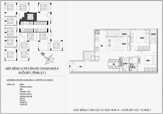 Mặt bằng căn hộ tòa A - 29 tầng, chung cư Imperia Garden Mặt bằng căn hộ tòa A - 29 tầng, chung cư Imperia Garden