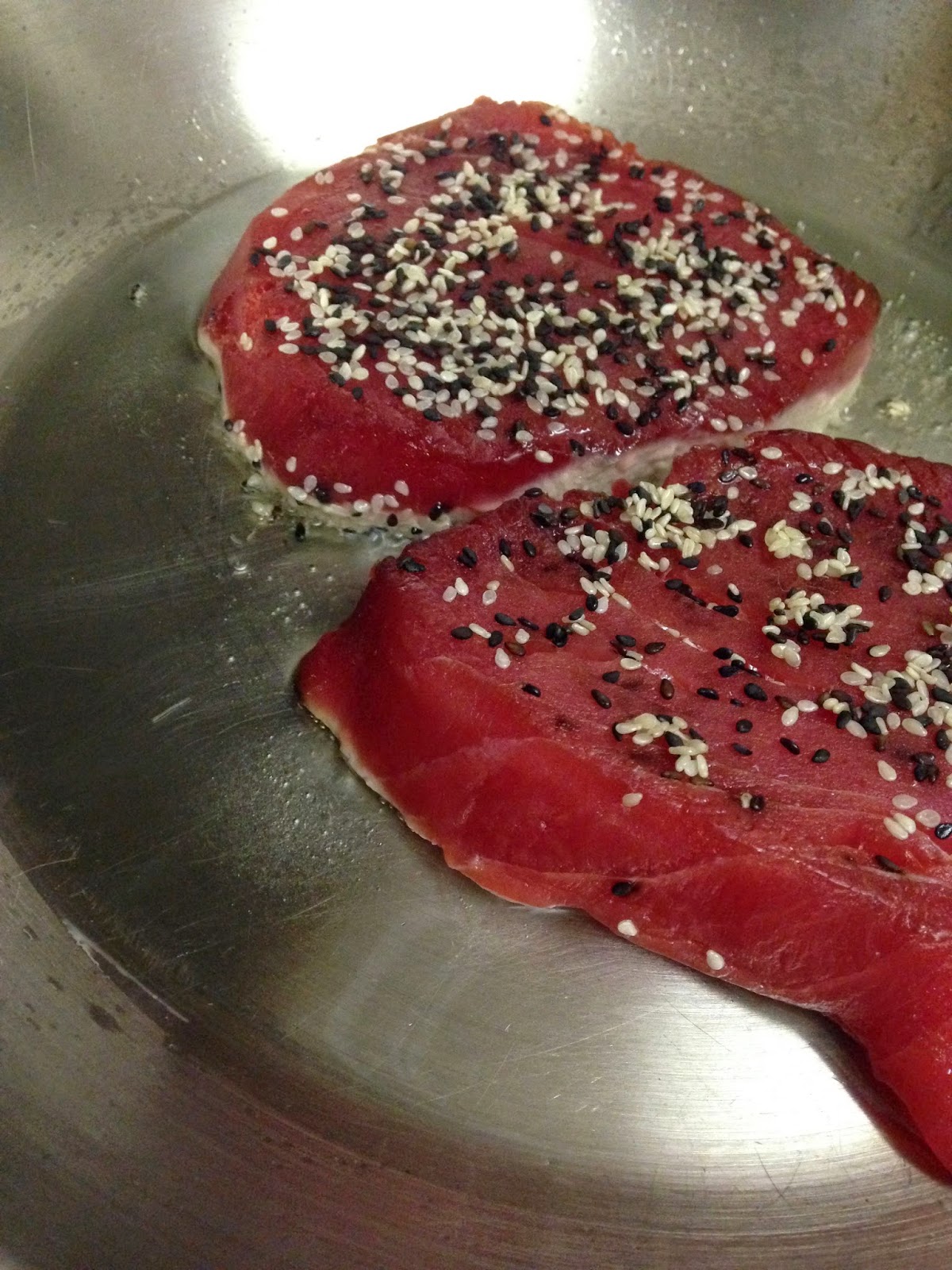 Cooking is Caring: Pan-Seared Tuna Steaks with Strawberry-Basil Chimichurri