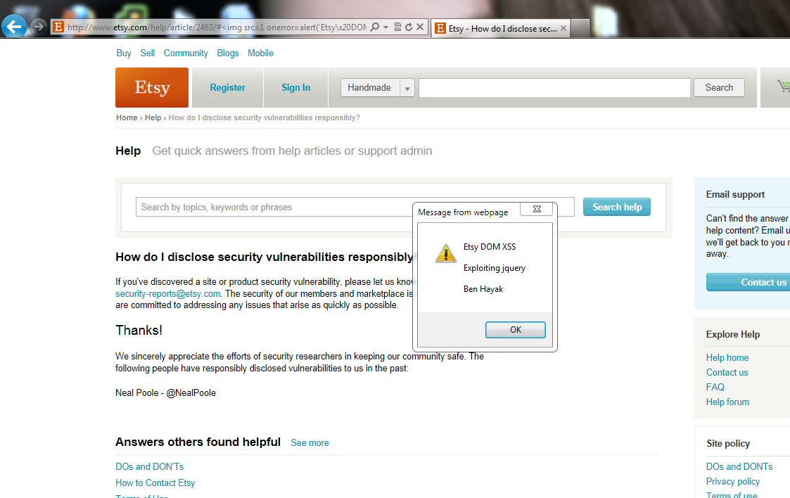 Ben Hayak Security Blog Layer3 DOM XSS in Latest jquery Etsy