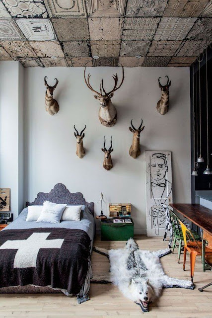 Great ways to incorporate deer mounts and busts into home decor
