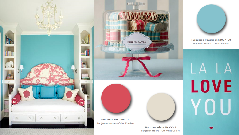 Hardaker And Pope Duck Egg And Red In A Bedroom