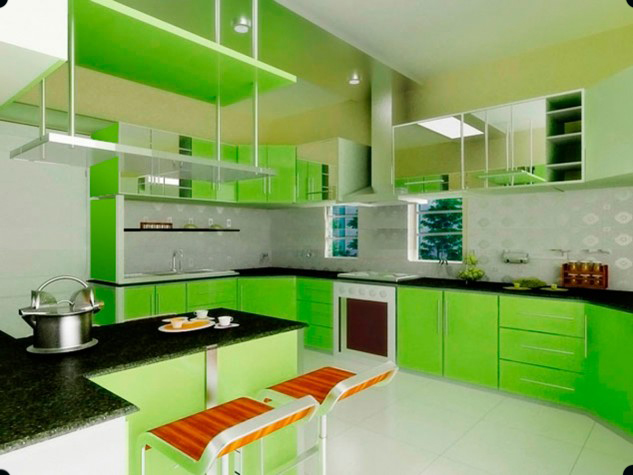 кухня в зеленых тонах фото