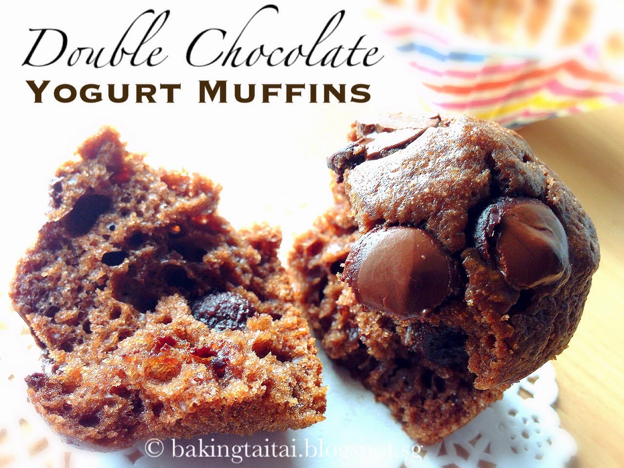 Baking Taitai 烘焙太太 Quick & Easy Double Chocolate Yogurt Muffins 简易双巧克力优格玛芬 （中英食谱教程）