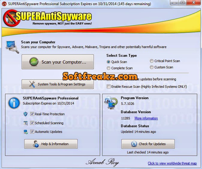 SUPERAntiSpyware Professional 5.7.1026