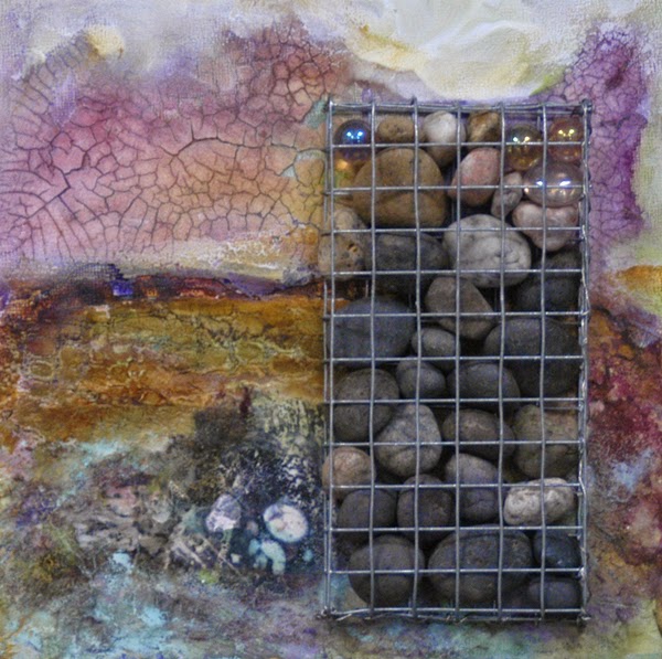 mixed media painting by Sandra Duran Wilson stone painting from Alternative Art Surfaces