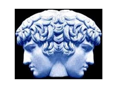 sculpture of Janus, the god of portals, doorways, beginnings and endings sculpture of Janus, the god of portals, doorways, beginnings and endings