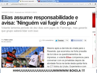 Jogador do Flamengo afirma que"ninguém vai fugir do pau"