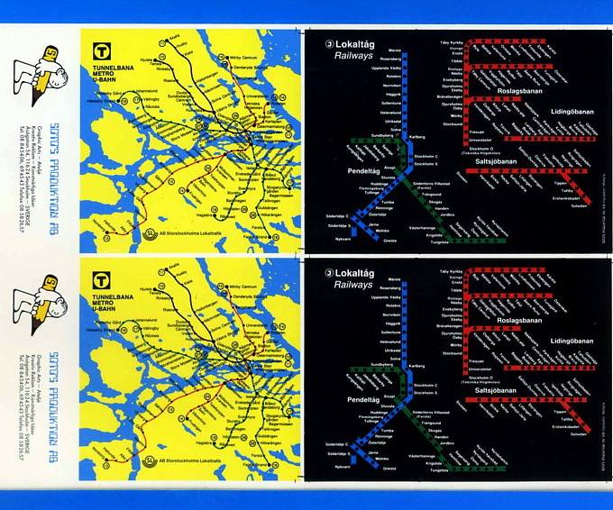 Stockholms Tunnelbana kort i Fickan 1987