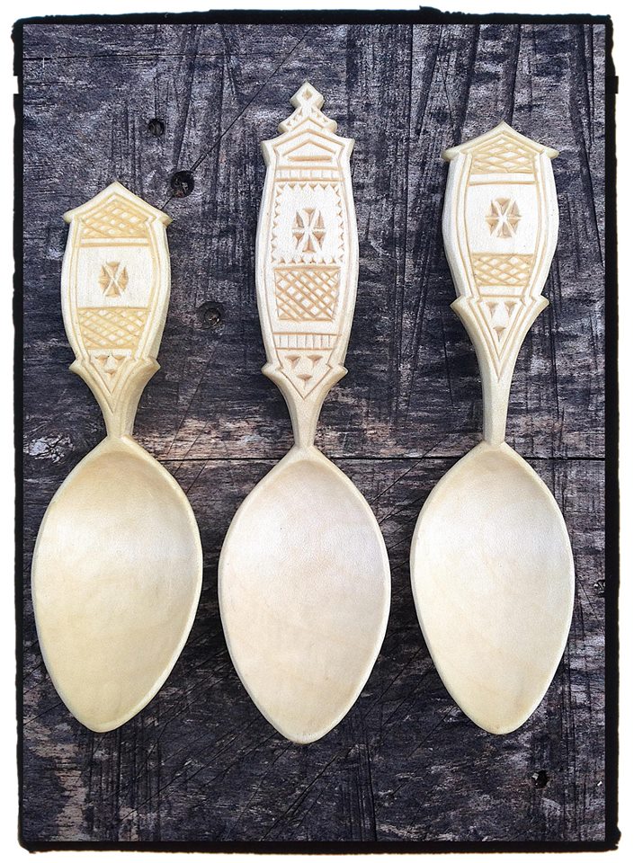 Simon Hill Green Wood Carving Sycamore Swedish style eating spoons