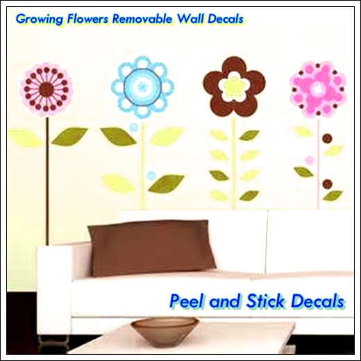 Growing Flowers Removable Wall Decals Peel N Stick Decals