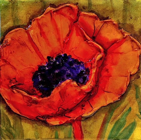 CAROL NELSON FINE ART BLOG Poppy Flower Art Painting "Orange Poppy" by Colorado Mixed Media