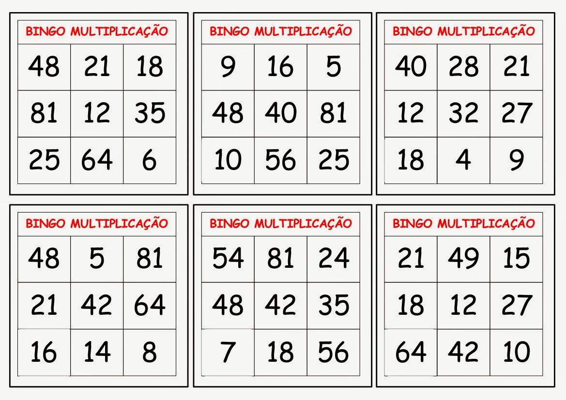 Jogo Didatico Divisao E Multiplicacao Bingo Divertido Com Tabuada