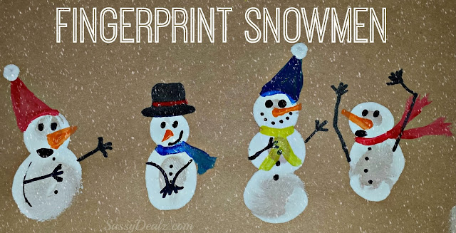 fingerprint snowmen craft for kids