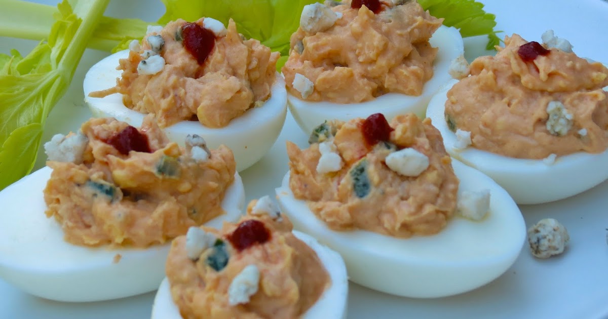 Dinner with the Welches Buffalo Chicken Deviled Eggs