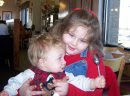 Only photo of my two grandchildren together when we all had dinner at Golden Corral, Raleigh NC