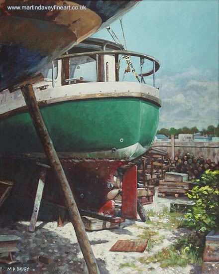 acrylic boat yard painting